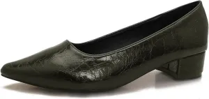 1 Inch Slip On Pointed Closed Toe Pumps for Women Comfortable Low Block Chunky Work Heels Women's Black Red Dressy Pump Shoes for Business Meeting Party