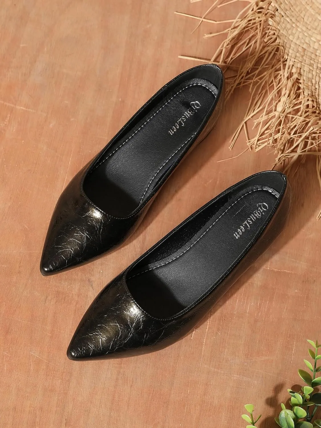 1 Inch Slip On Pointed Closed Toe Pumps for Women Comfortable Low Block Chunky Work Heels Women's Black Red Dressy Pump Shoes for Business Meeting Party