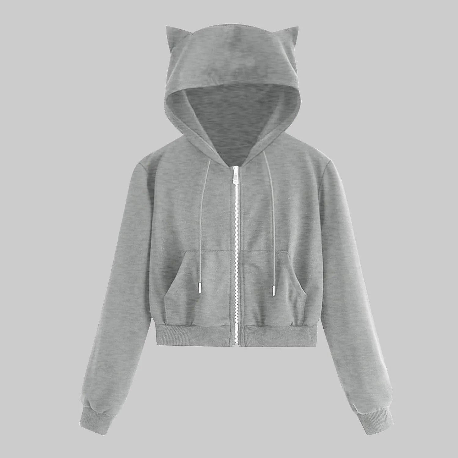 Aniywn Teen Girls Hoodies Cute Cat Ear Crop Top Gothic Hooded Sweatshirt Women Casual Long Sleeve Pullover Hodies