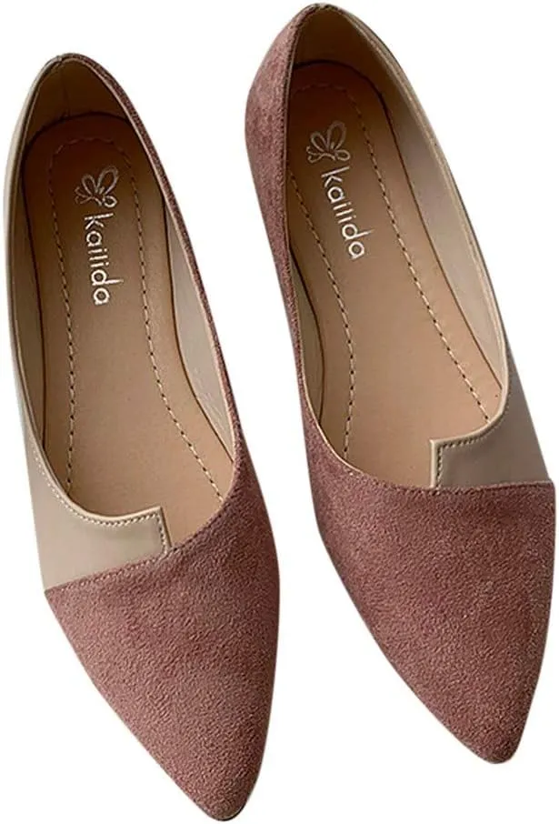 Aniywn Women's Pointed Toe Slip On Comfort Loafer Flat Comfortable Driving Office Loafer Shoes Ballet Flats