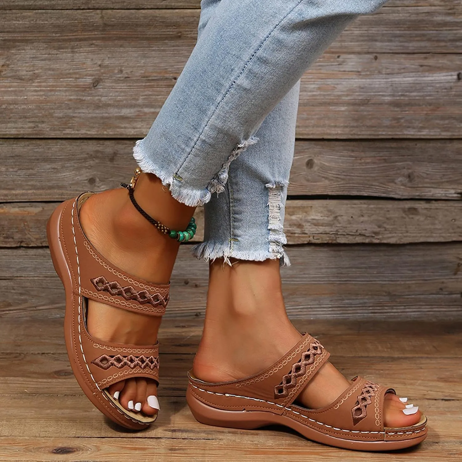 Arch Support Sandals Women's Black Flip Flops Beach Non Slip Sandal Ankle Strap Comfortable Dressy Wedge Arch Support Wedge Shoes for Woman Comfortable Platform Sandalia Ortopedica De Mujer