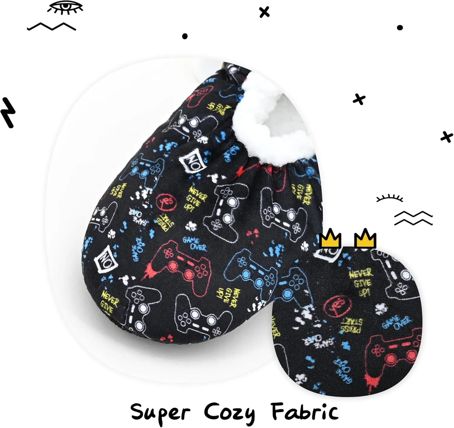 Boys House Slippers With Non Skid Bottoms, Cute Animal Slipper Socks With Grippers For Big Kids, Cozy Soft Sole Warm Fuzzy House Shoes
