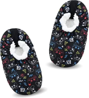 Boys House Slippers With Non Skid Bottoms, Cute Animal Slipper Socks With Grippers For Big Kids, Cozy Soft Sole Warm Fuzzy House Shoes