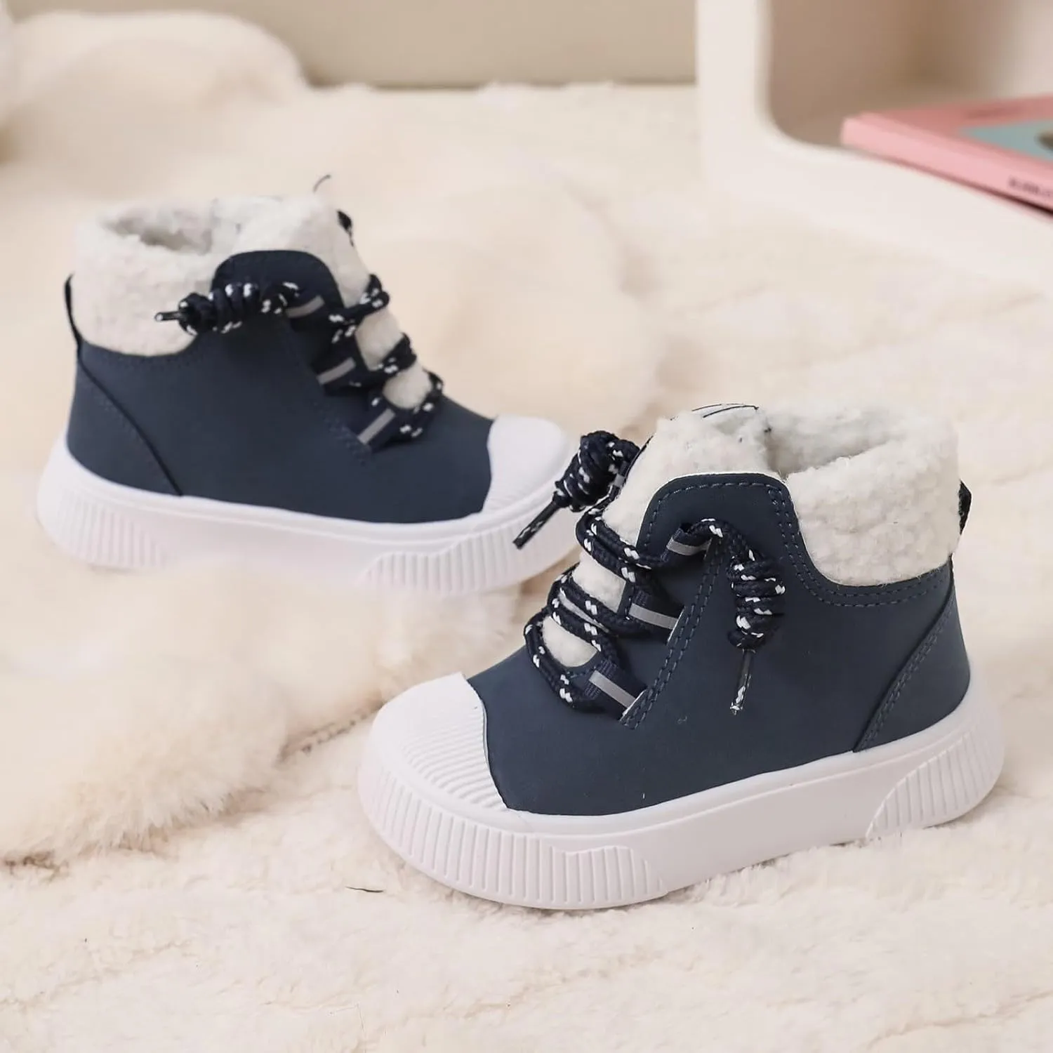 Children's Snow Boots and Winter Cotton Boots Warm Plus Cotton Shoes Leather for Baby Boys and Girls Kids Sneakers Kids