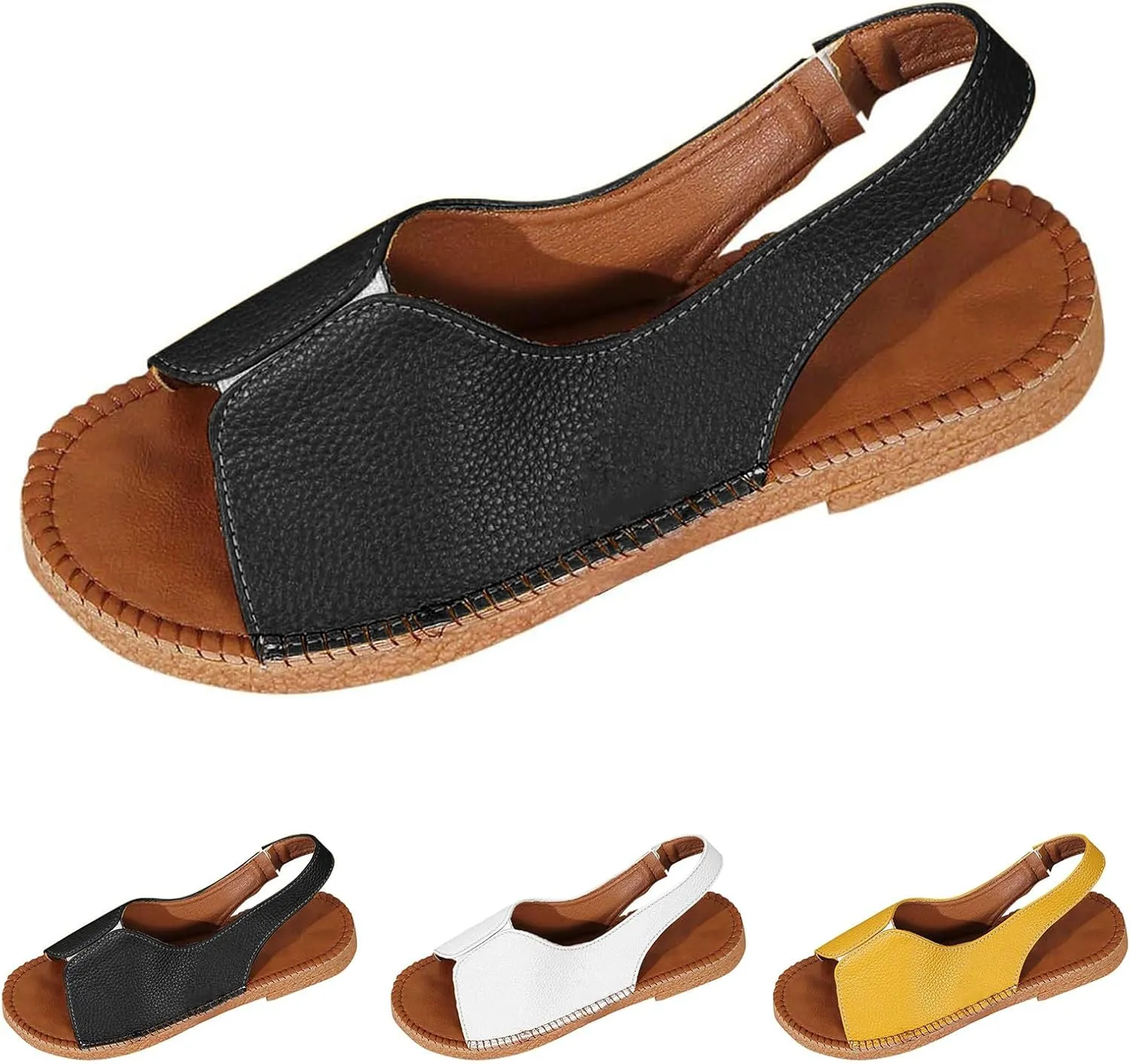 Comfortable Orthopedic Wedge Sandals for Women Open Toe Casual Solid Platform Sandal Arch Support Slides Walking Wide Shoes Boho Beach Casual Slip on Sandals Dressy Summer Shoes
