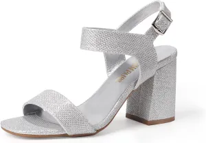 DREAM PAIRS Women's High Chunky Heels Square Toe Block Ankle Strap Dress Comfort Sandals