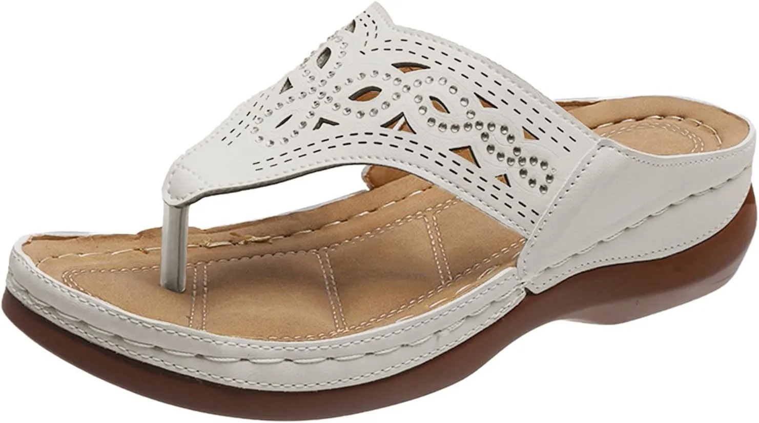 Eduavar Sandals for Women Dressy Summer, Sandals for Women Dressy Beach Sandals Flip Flops Comfy Breathable Thick Soled Sandal