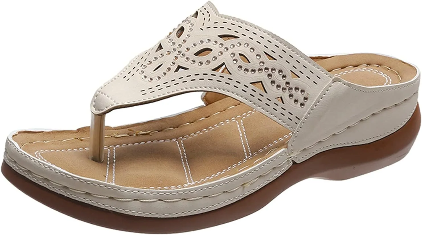 Eduavar Sandals for Women Dressy Summer, Sandals for Women Dressy Beach Sandals Flip Flops Comfy Breathable Thick Soled Sandal