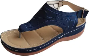 Eduavar Sandals for Women Dressy Summer, Sandals Women Summer Beach Sandals Flip Flops Embroidered Buckle Ankle Strap Shoes