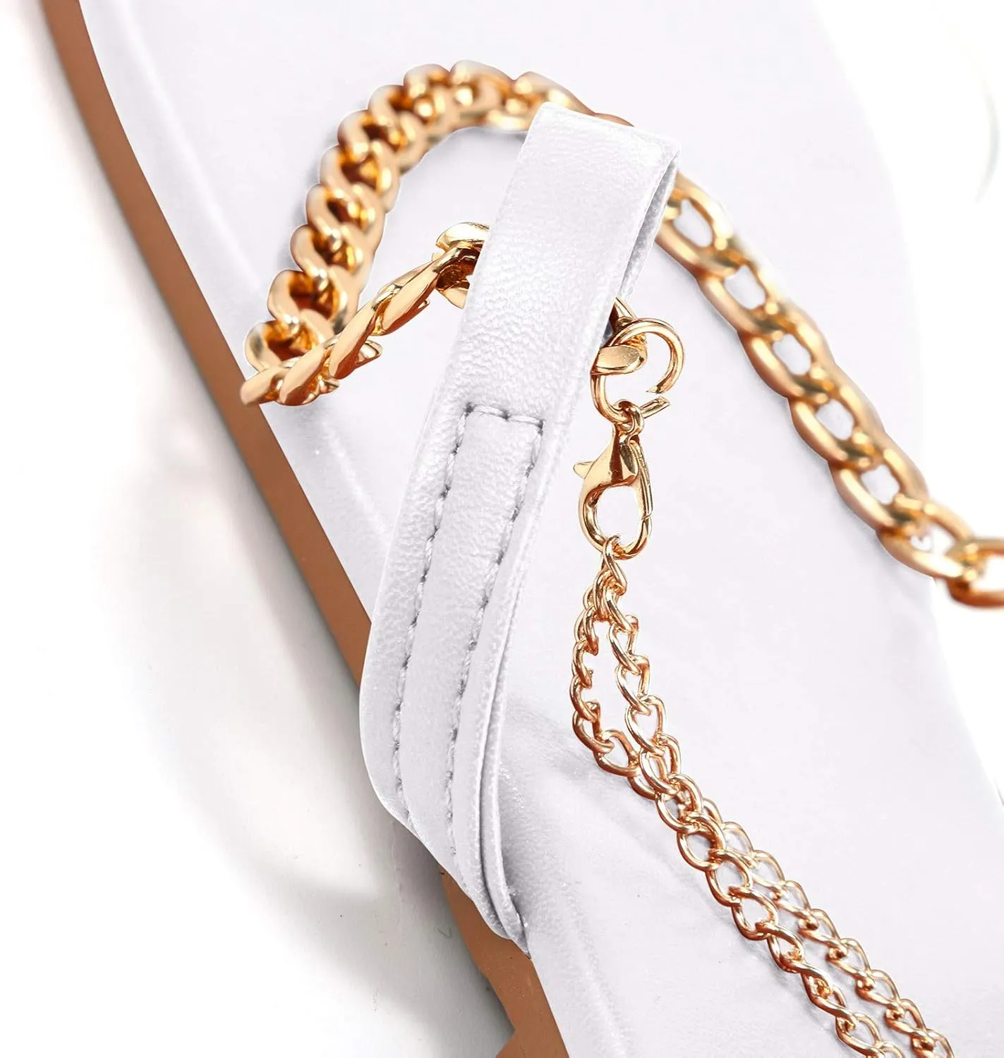 Eduavar Sandals for Women Dressy Summer, Womens Sandals Dressy Summer Beach Sandals Metal Chain Flat Sandals Comfy Sandals