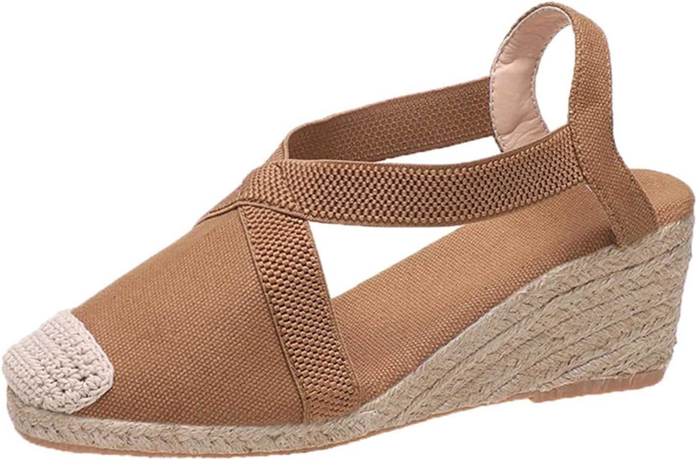Espadrilles Wedge Sandals for Women Platform Closed Toe Ankle Strap Lace Up Summer Shoes Espadrilles Wedge Sandals Heels Walking Shoes Comfortable Anti Slip Summer Flat Sandal