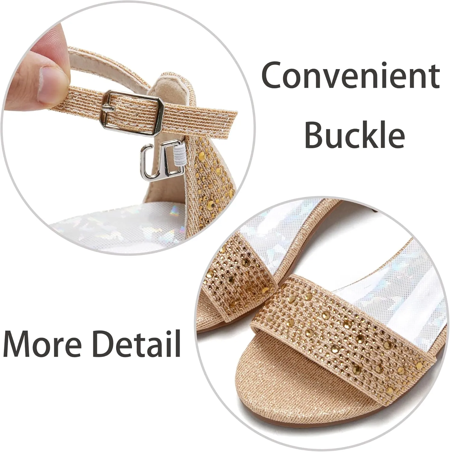 ESTINE Flower Girls Sandals Dress Shoes Wedding Party Low Heel Mary Jane Princess Flats for Little Girl/Kids