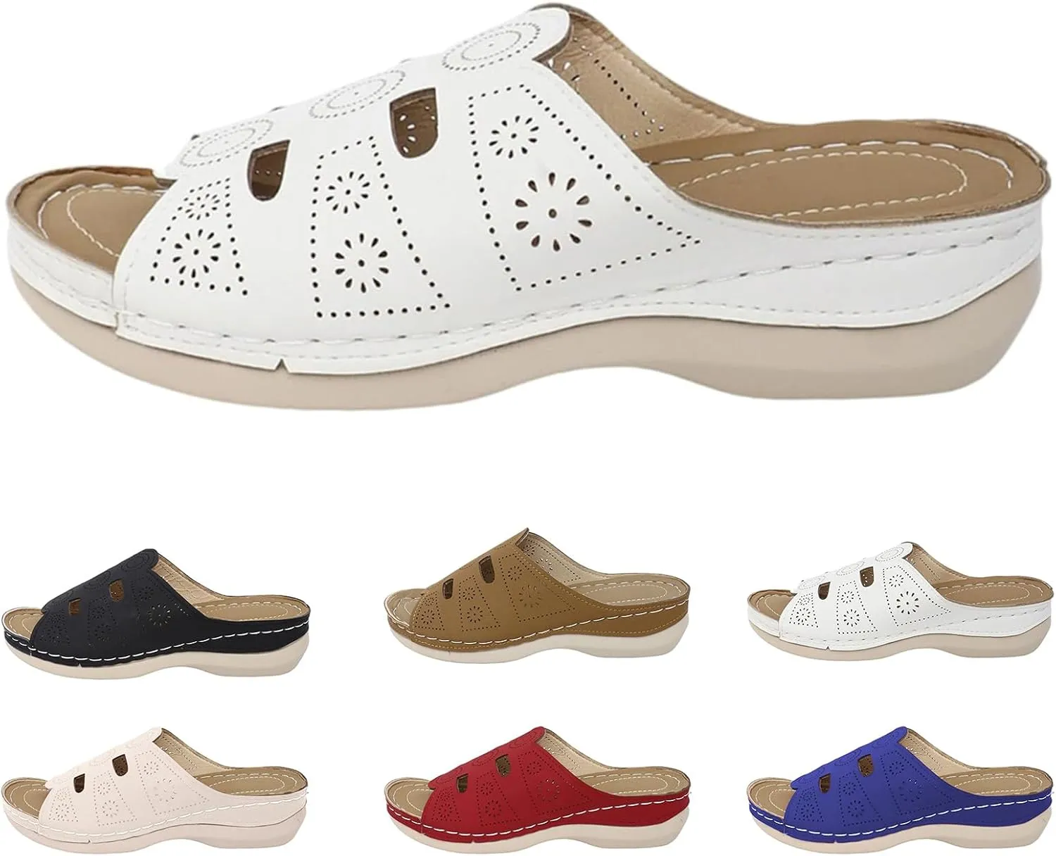 Flat Sandals for Women Open Toe Comfortable Walking Shoes Arch Support Dressy Flats Dressy Sandal Casual Slip on Summer Sandals Vacation Beach Shoes Casual Travel Shoe