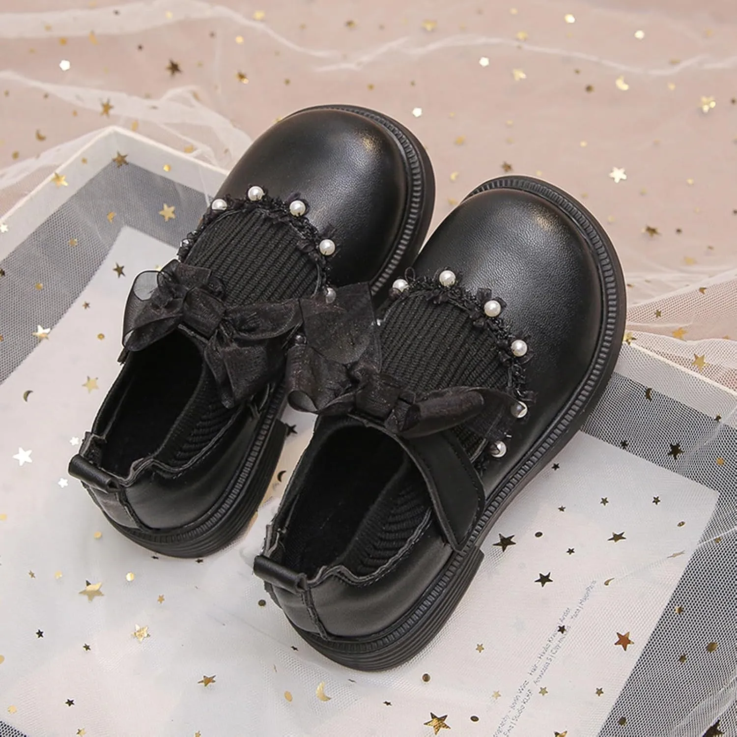 Girls Kids Leather Sneakers Toddler Girl High Toe School Sequins Shoes Childrens Soft Sole Ankle Loafers 𝐖aterproof