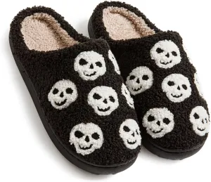 Halloween Pumpkin Slippers for Women Men Girl Warm Slides Cozy Fluffy Plush Fuzzy Skull Spider Indoor Outdoor Shoes