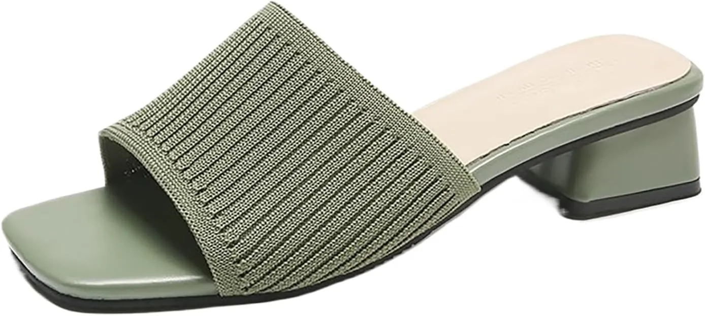 Heeled Sandals for Women Wide Width Open Toe Block Slip On Casual Chunky Low Heel Heeled Sandals Plantar Fasciitis Comfortable Walking Sandal