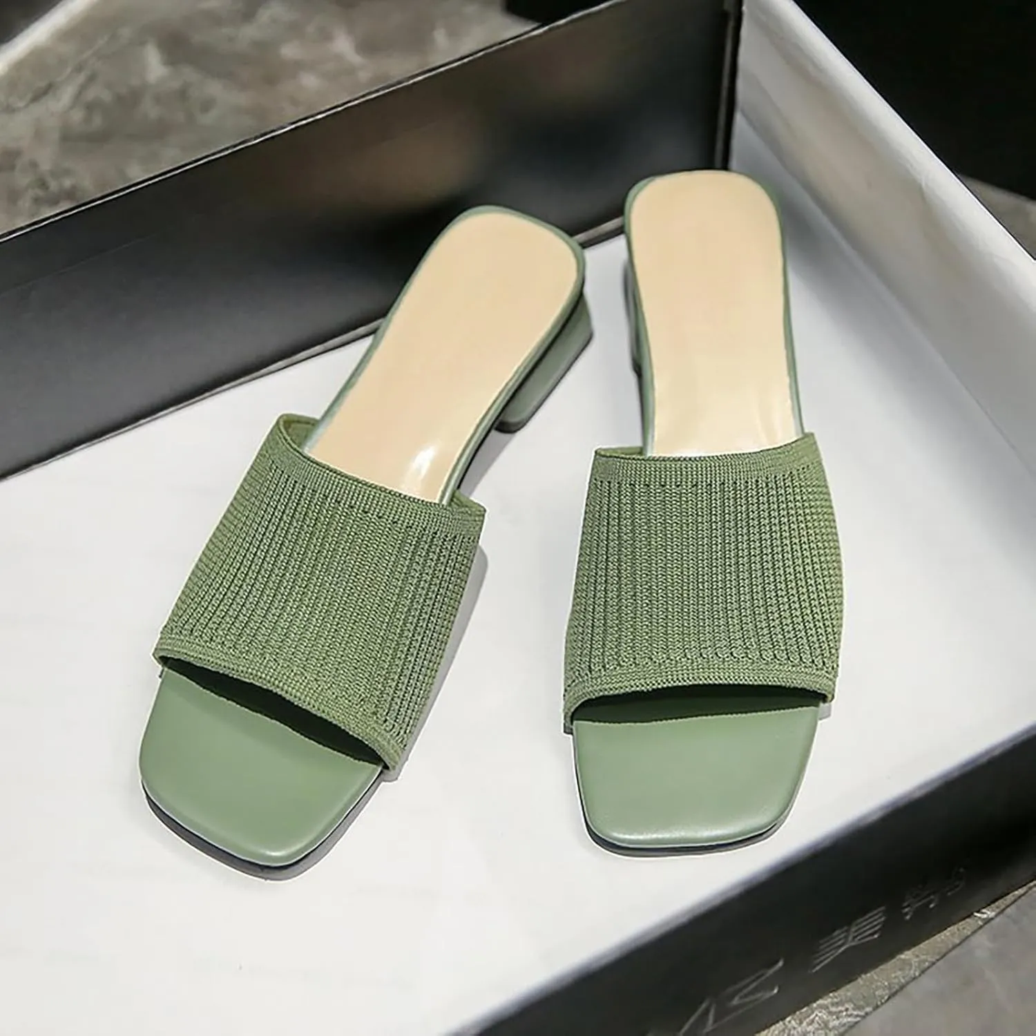 Heeled Sandals for Women Wide Width Open Toe Block Slip On Casual Chunky Low Heel Heeled Sandals Plantar Fasciitis Comfortable Walking Sandal