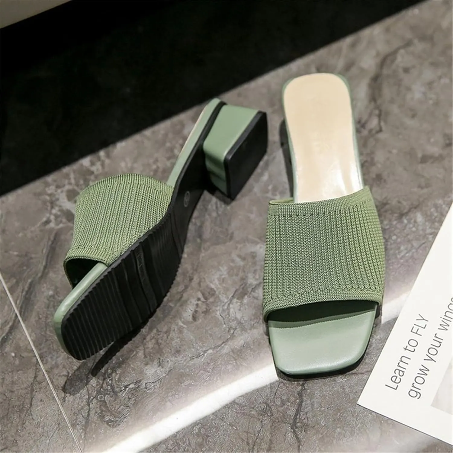 Heeled Sandals for Women Wide Width Open Toe Block Slip On Casual Chunky Low Heel Heeled Sandals Plantar Fasciitis Comfortable Walking Sandal