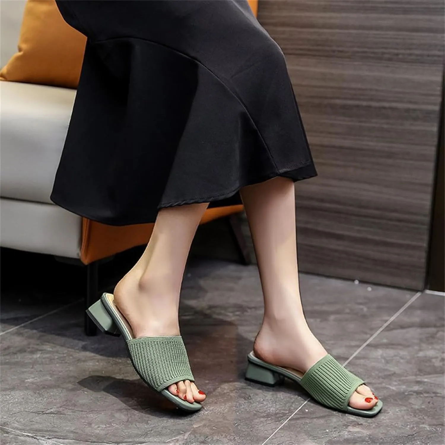 Heeled Sandals for Women Wide Width Open Toe Block Slip On Casual Chunky Low Heel Heeled Sandals Plantar Fasciitis Comfortable Walking Sandal