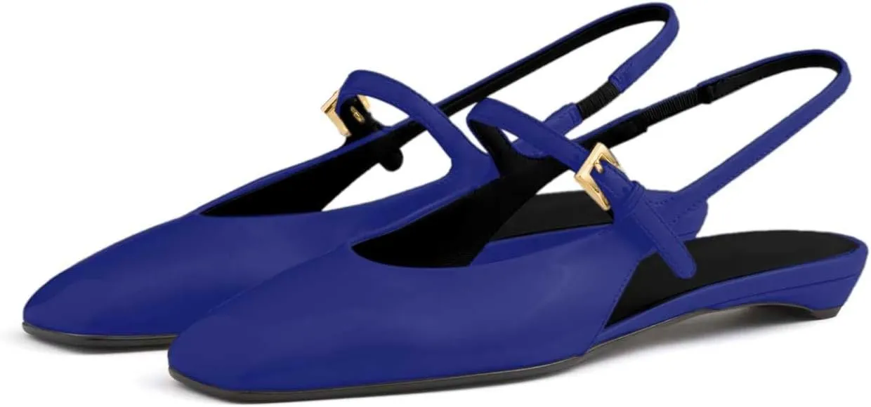 iadore Womens Mary Jane Pumps Closed Square Toe Low Heels Ankle Strap Pumps Slingbacks Dress Shoes for Wedding Party Size 5-12 US