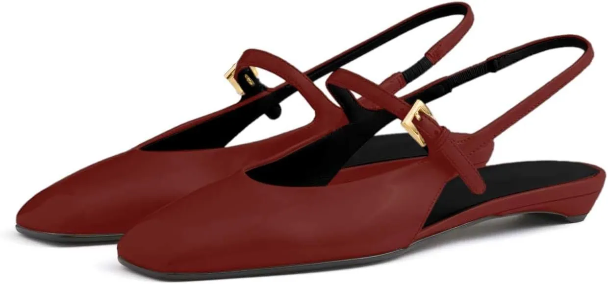 iadore Womens Mary Jane Pumps Closed Square Toe Low Heels Ankle Strap Pumps Slingbacks Dress Shoes for Wedding Party Size 5-12 US