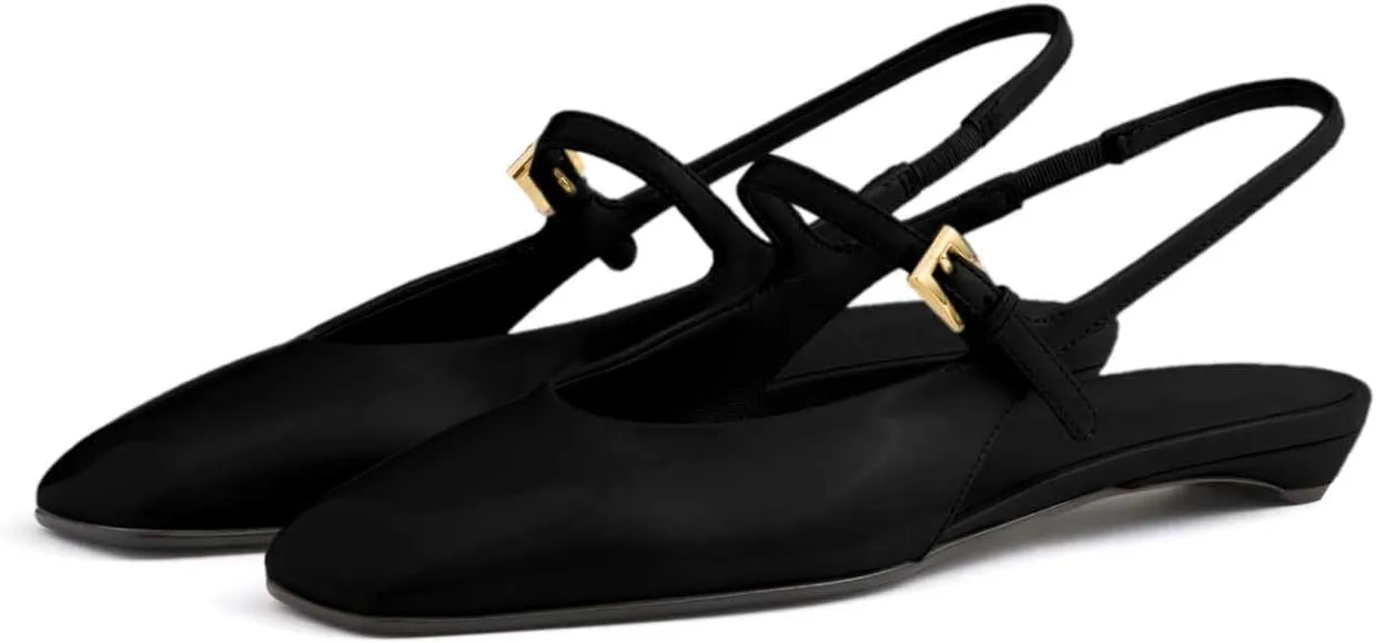 iadore Womens Mary Jane Pumps Closed Square Toe Low Heels Ankle Strap Pumps Slingbacks Dress Shoes for Wedding Party Size 5-12 US