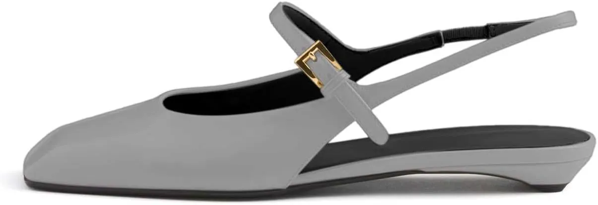 iadore Womens Mary Jane Pumps Closed Square Toe Low Heels Ankle Strap Pumps Slingbacks Dress Shoes for Wedding Party Size 5-12 US