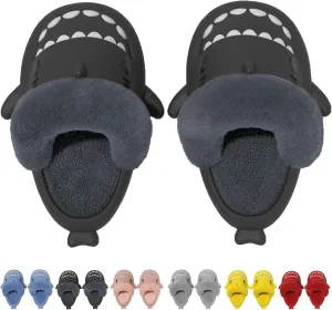 Jfxgjuv Sharklas Originales Kids Polares, Summer and Winter Shark Slides Detachable Warm Fuzzy Slippers, Warm Cozy Plush Comfy Non-Slip Home Shoes Shark Sandals
