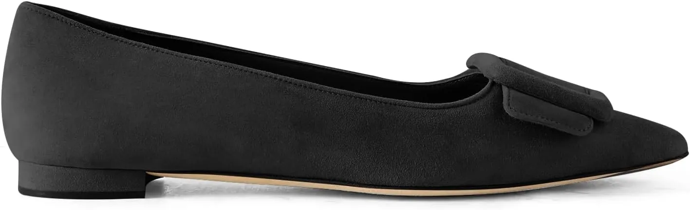 JORISTIMO Women's Ballet Flats Pointed Closed Toe Pumps Low Heels Mary Jane Slip On Dressy Flats