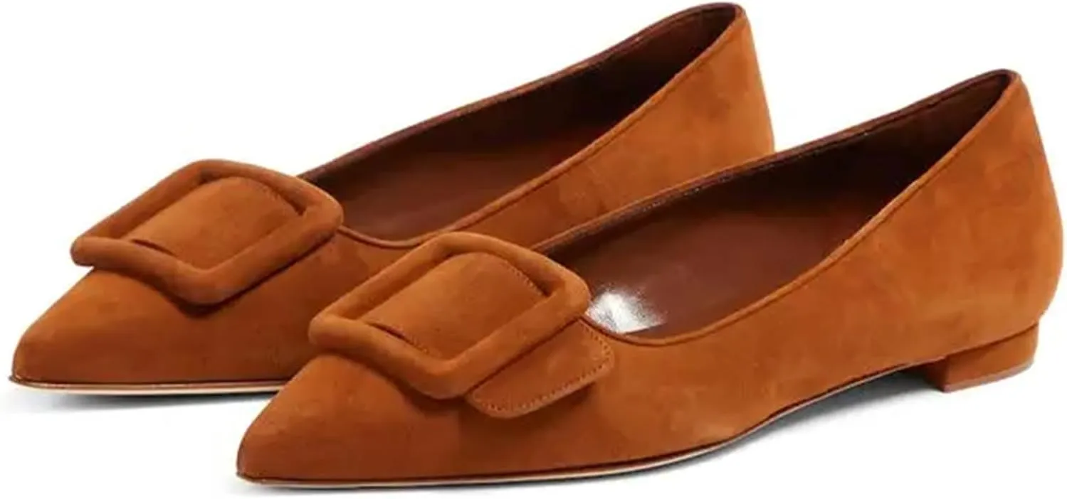 JORISTIMO Women's Ballet Flats Pointed Closed Toe Pumps Low Heels Mary Jane Slip On Dressy Flats