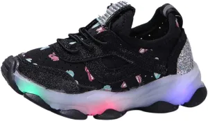 Kids Lace Light up Sneakers Lightweight Breathable Non Slip Running Sport Shoes for Youth Boys Casual Fashion Shoes