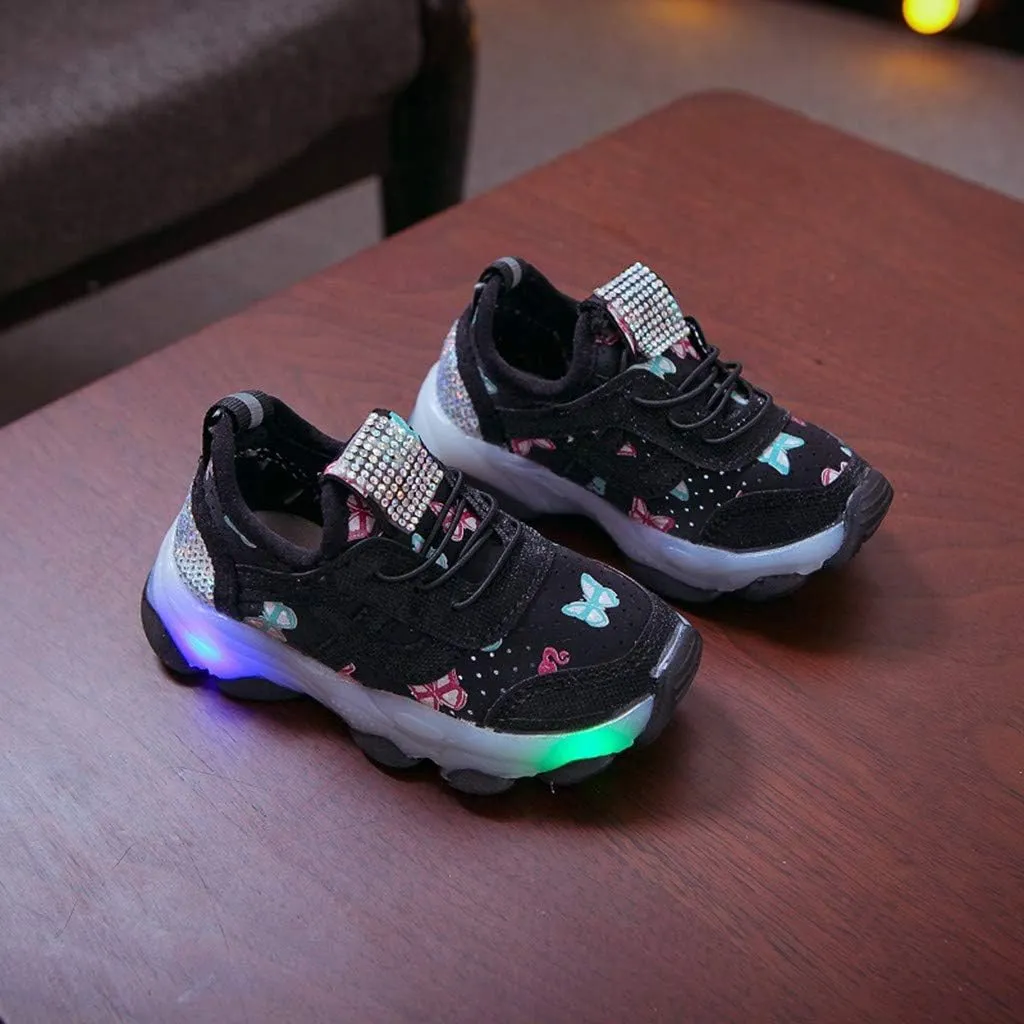 Kids Lace Light up Sneakers Lightweight Breathable Non Slip Running Sport Shoes for Youth Boys Casual Fashion Shoes