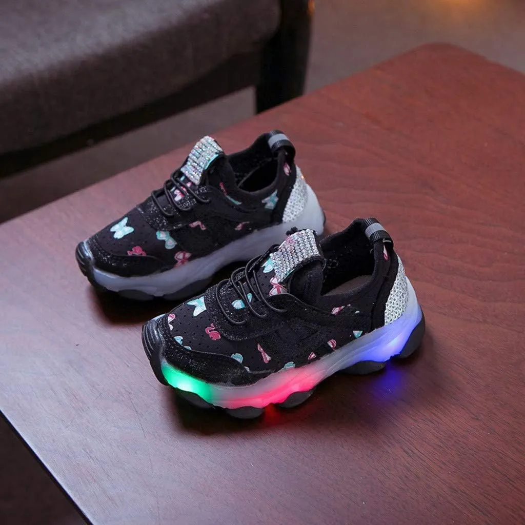Kids Lace Light up Sneakers Lightweight Breathable Non Slip Running Sport Shoes for Youth Boys Casual Fashion Shoes