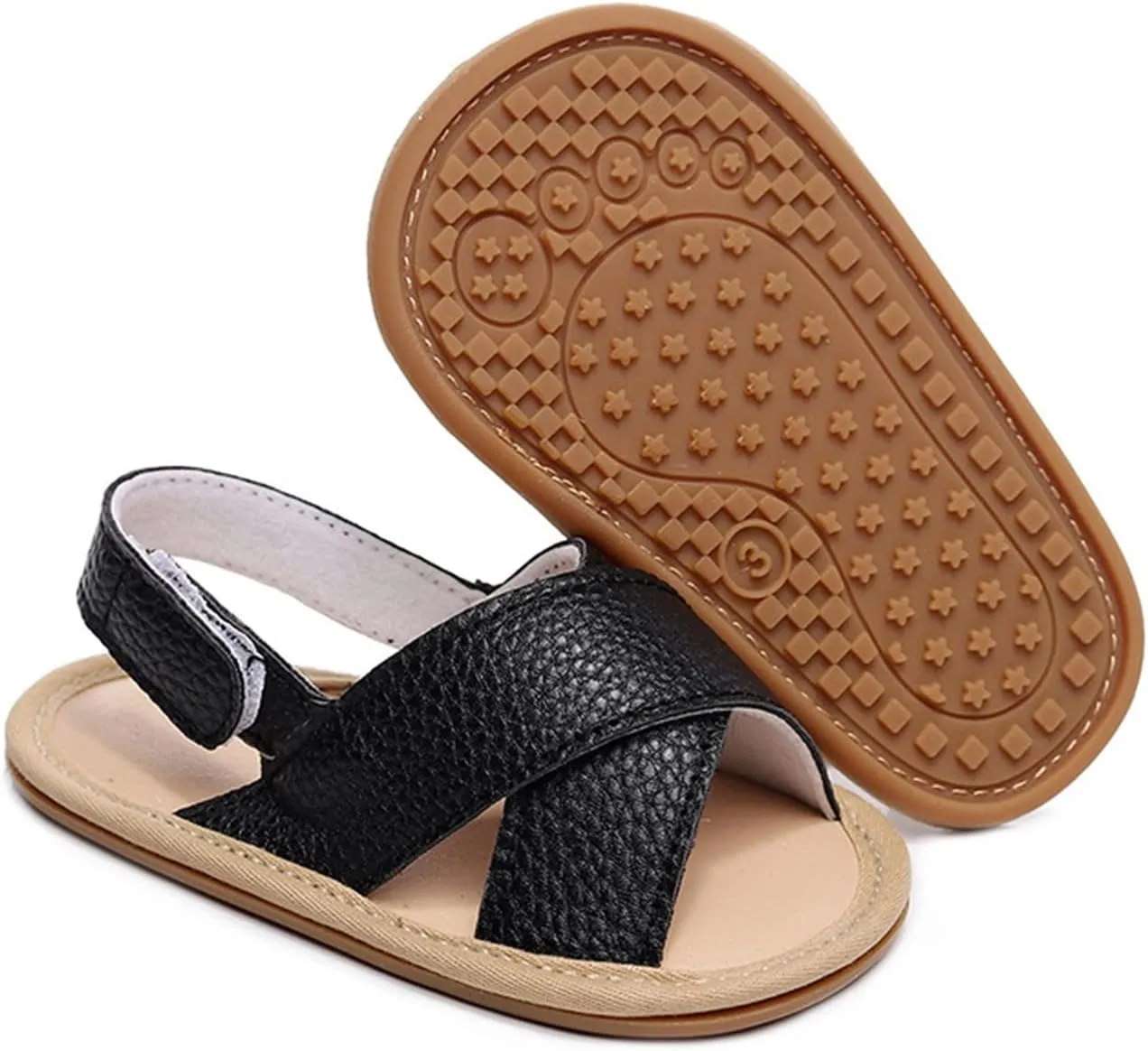 Kids Leather Soft Sandals Flat Water Wide Shoes With Adjusted Strap Baby Boys Girls Barefoot Summer Casual Walking Shoes