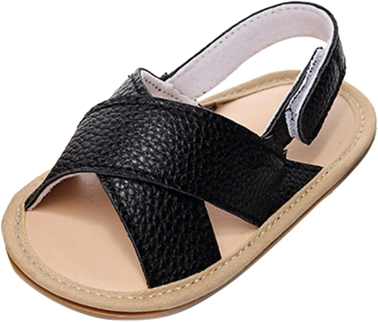 Kids Leather Soft Sandals Flat Water Wide Shoes With Adjusted Strap Baby Boys Girls Barefoot Summer Casual Walking Shoes
