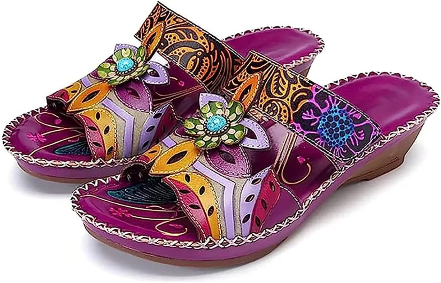 Lausiuoe Sandals Women Dressy Summer Flat Arch Support Orthopedic Slippers Wedge Heel Slip On Orthotic Slides Flip Flops