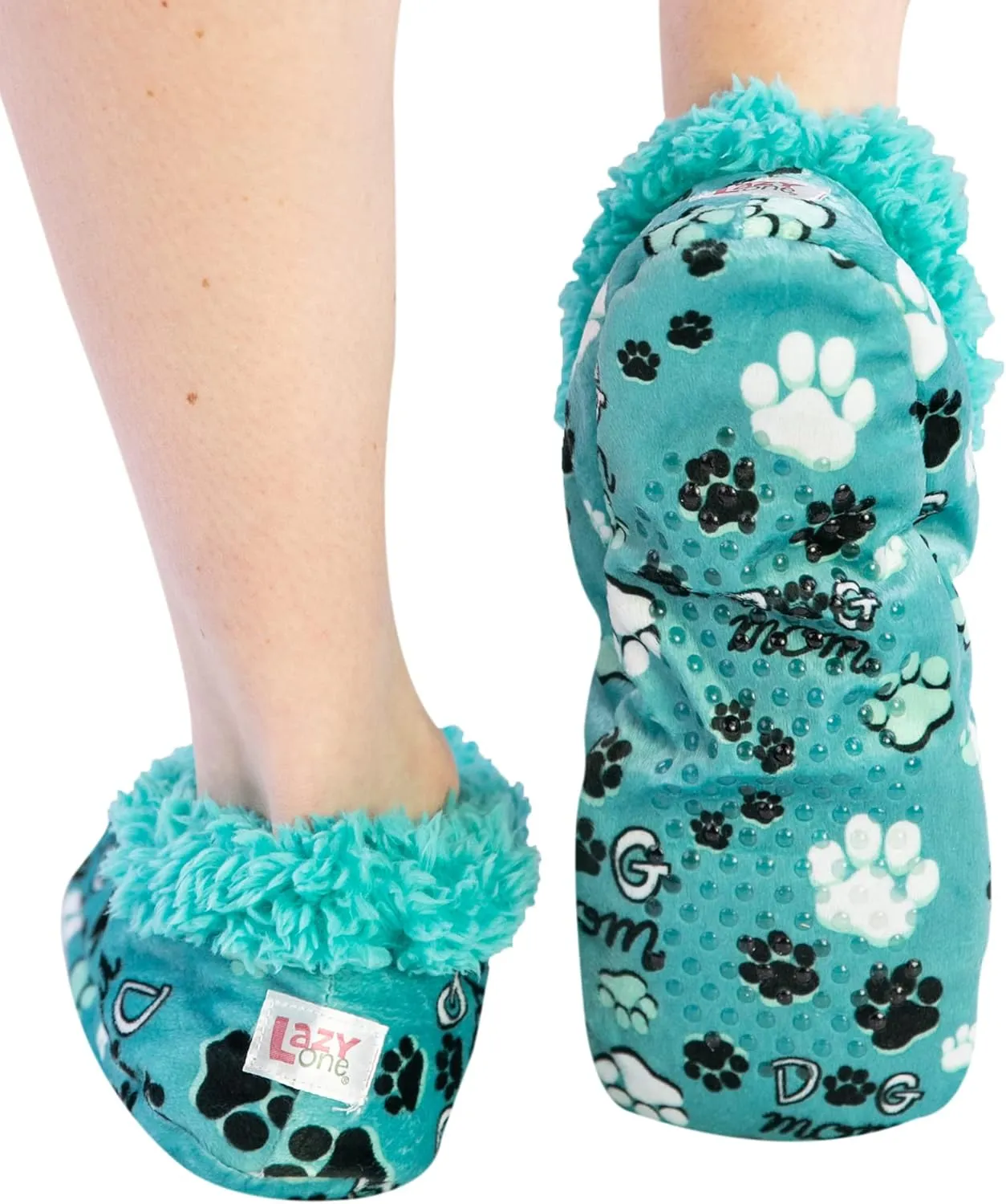 Lazy One Fuzzy Feet Slipper Socks for Women, Cute Fleece-Lined House Slippers, Cute Dog & Cat Design