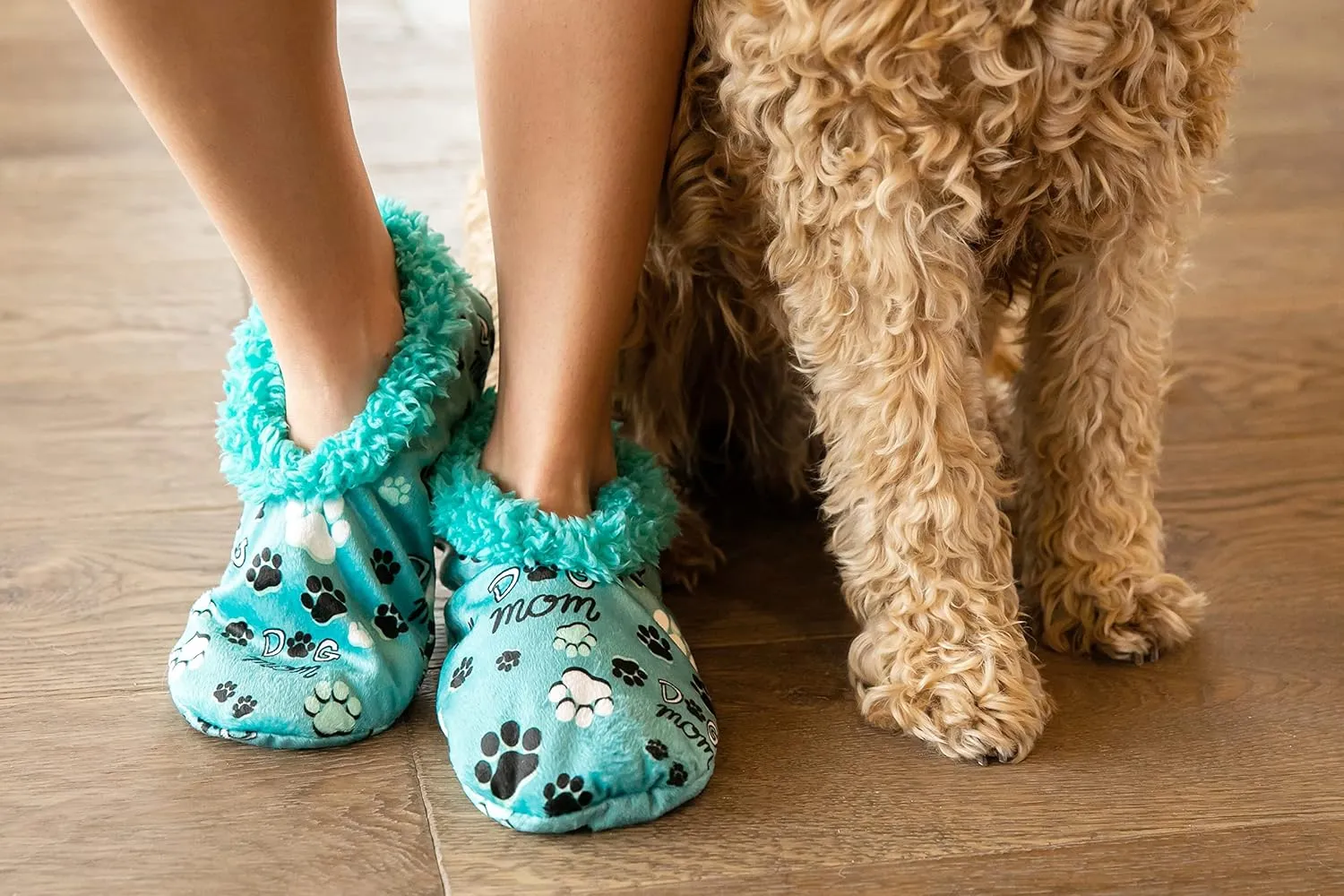 Lazy One Fuzzy Feet Slipper Socks for Women, Cute Fleece-Lined House Slippers, Cute Dog & Cat Design