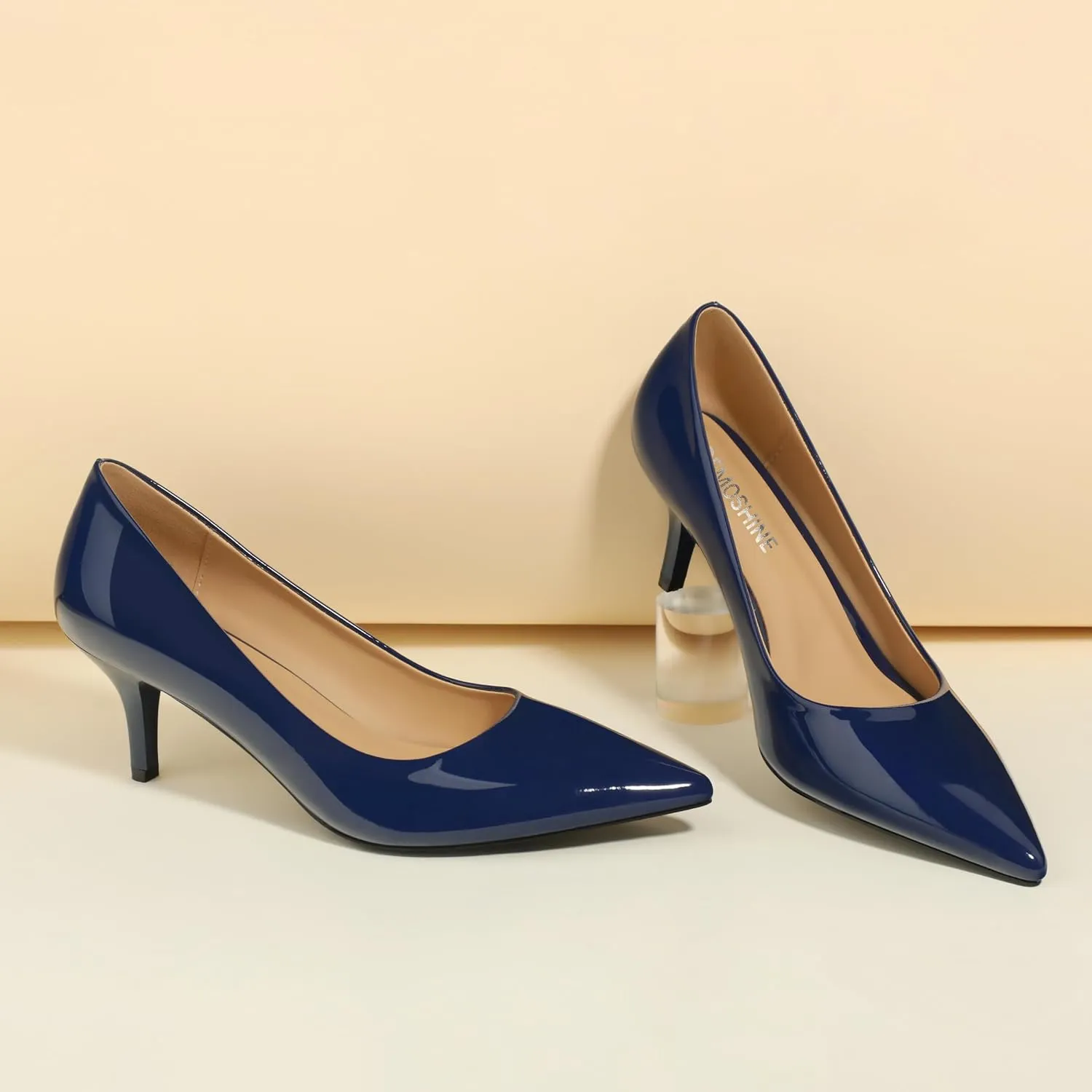 Low Heels Pumps for Women Pointed Closed Toe Wide Width Kitten Short Heels Comfortable Casual Work Business Office Wedding Dressy Shoes 2.3 Inch