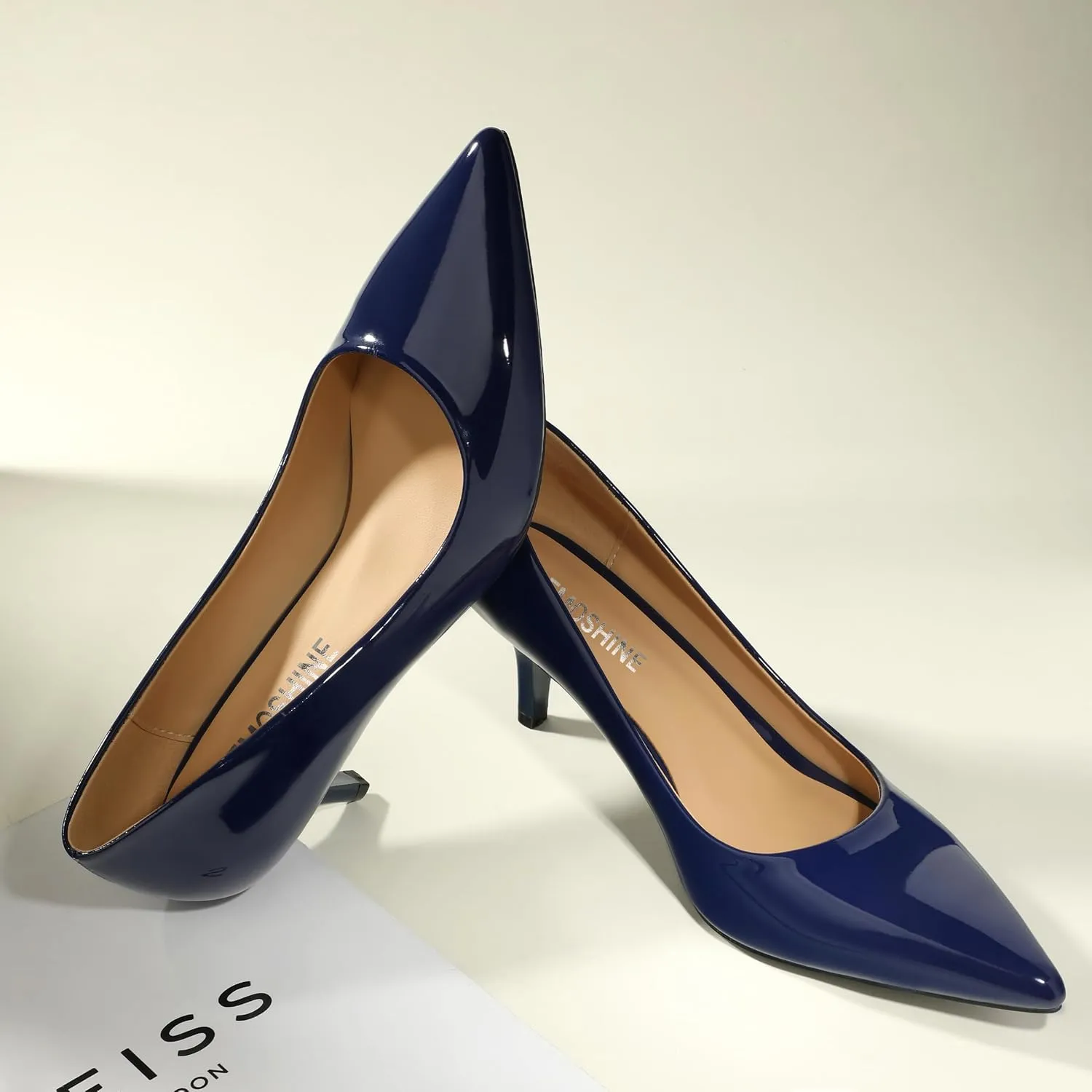 Low Heels Pumps for Women Pointed Closed Toe Wide Width Kitten Short Heels Comfortable Casual Work Business Office Wedding Dressy Shoes 2.3 Inch