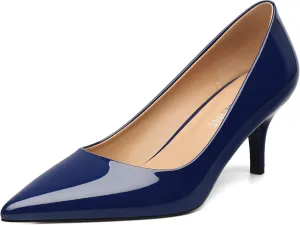Low Heels Pumps for Women Pointed Closed Toe Wide Width Kitten Short Heels Comfortable Casual Work Business Office Wedding Dressy Shoes 2.3 Inch