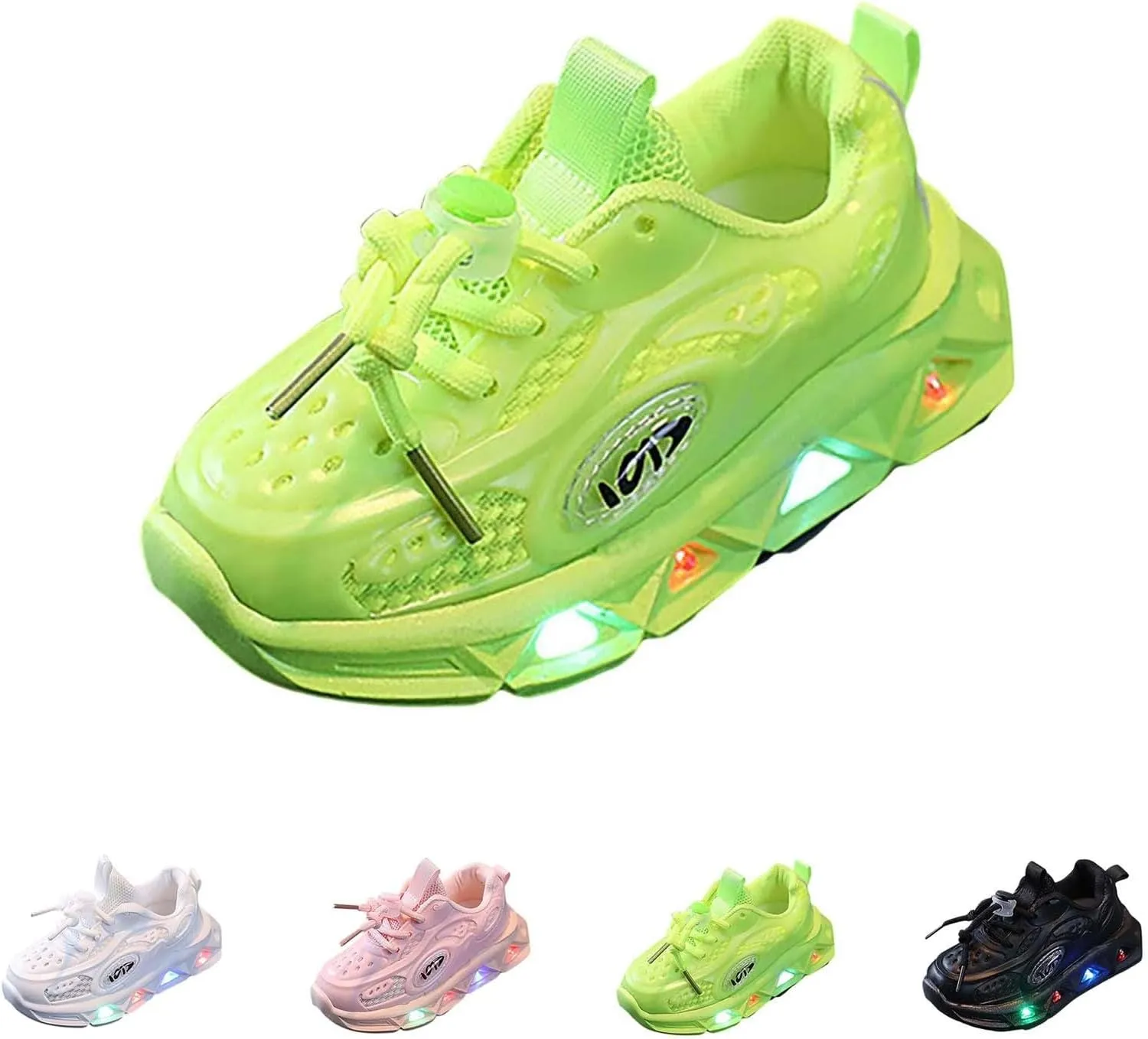 Memory Foam Light Up Sneaker for Toddler Baby Boys Girls Mesh Lace-Up Breathable Led First Walking Sport Shoes Non Slip