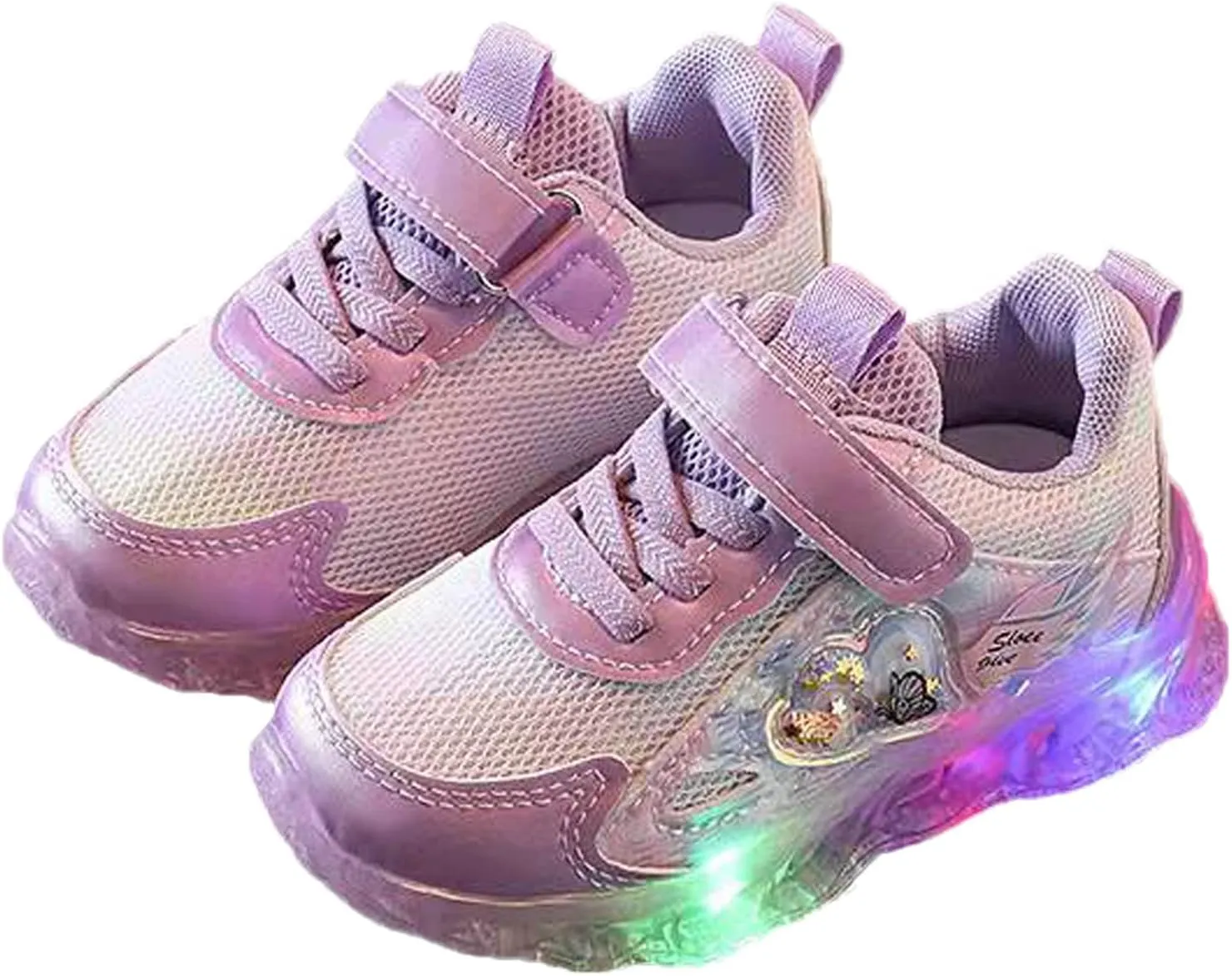 Mesh Breathable Light up Sneakers for Toddler Baby Infant Boys Strap First Walking Sport Shoes Lightweight Non Slip