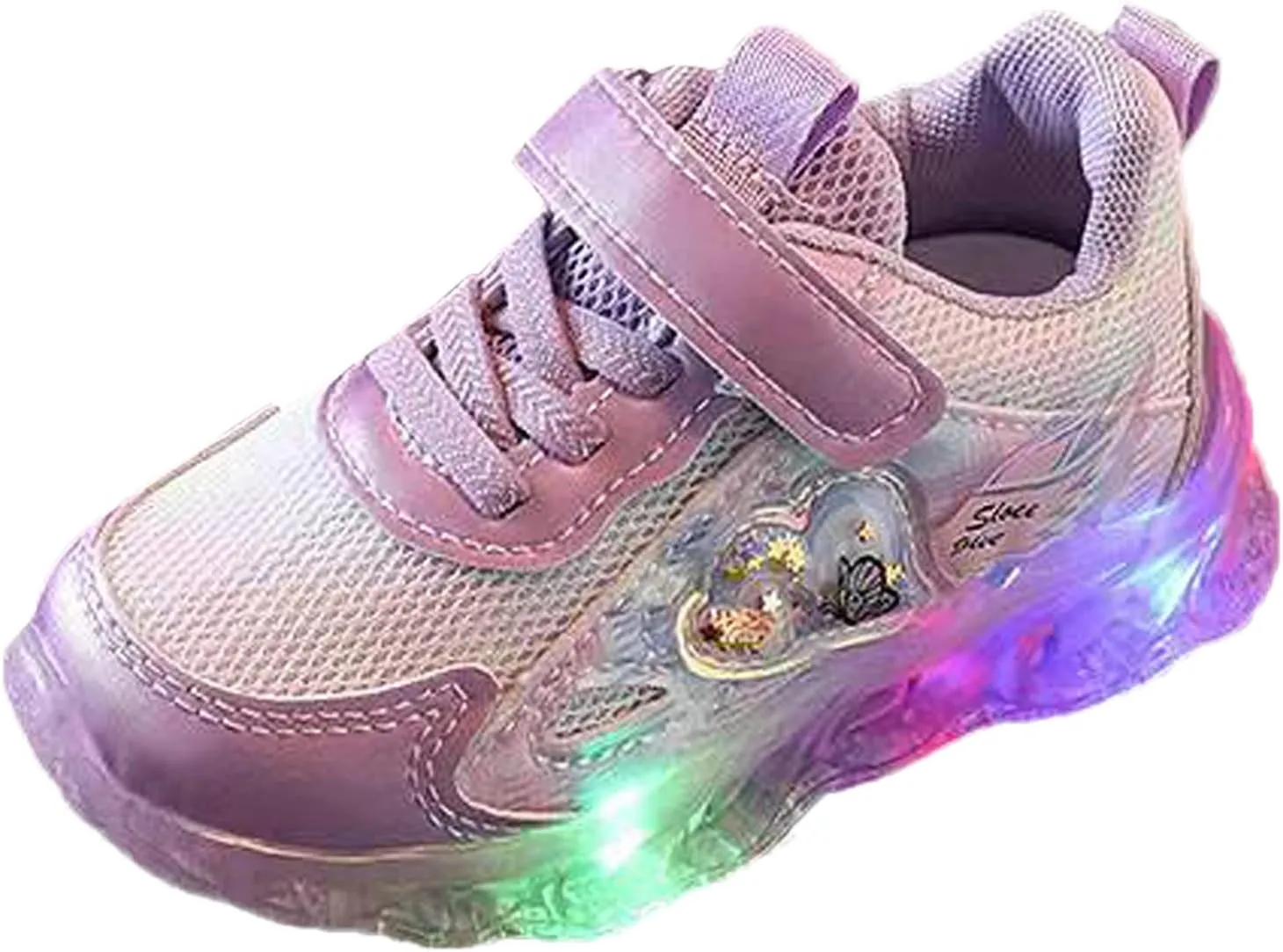 Mesh Breathable Light up Sneakers for Toddler Baby Infant Boys Strap First Walking Sport Shoes Lightweight Non Slip