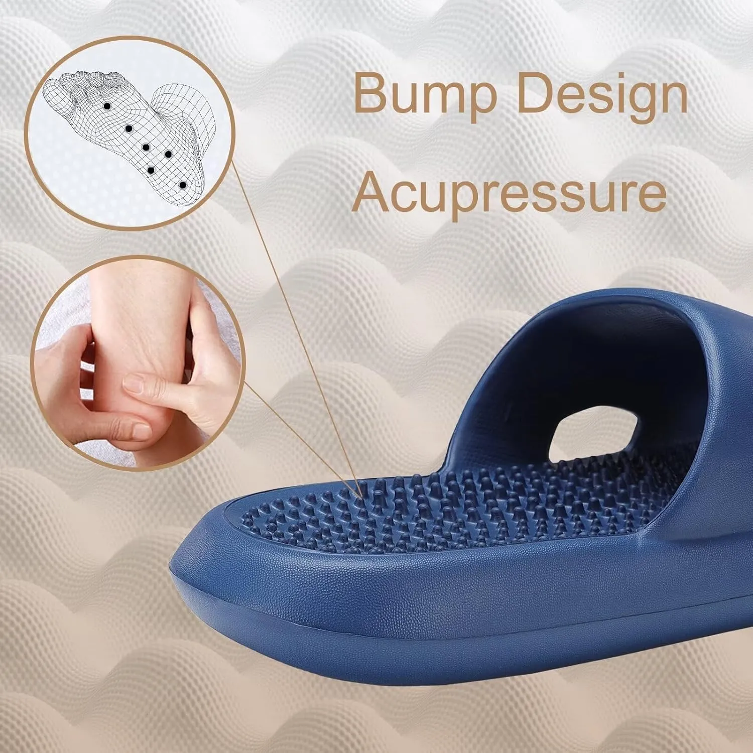 NineCiFun Massage Slippers Men's Shower Shoes Women's Indoor Bedroom Pool Spa Non-slip Silent Sandals