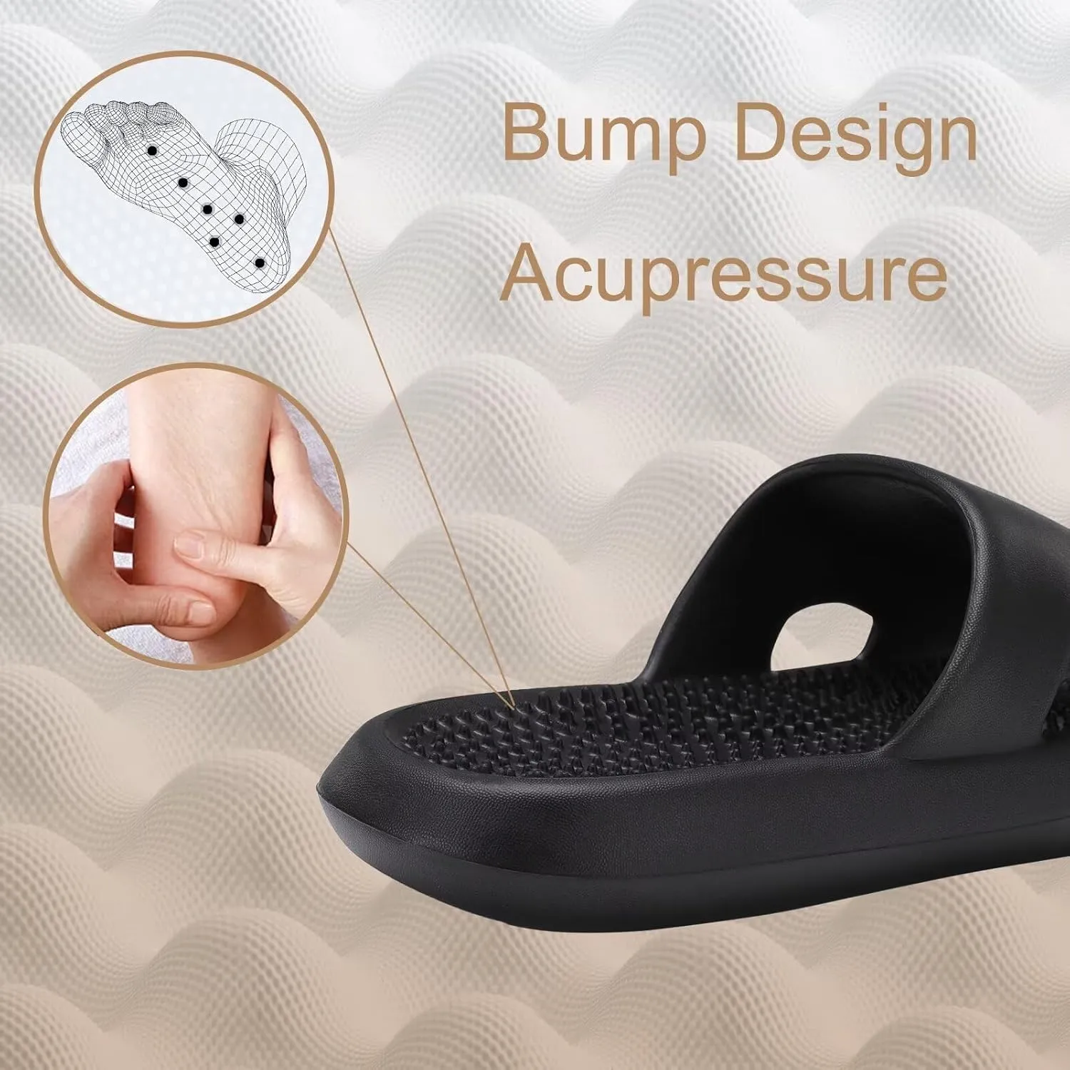 NineCiFun Massage Slippers Men's Shower Shoes Women's Indoor Bedroom Pool Spa Non-slip Silent Sandals