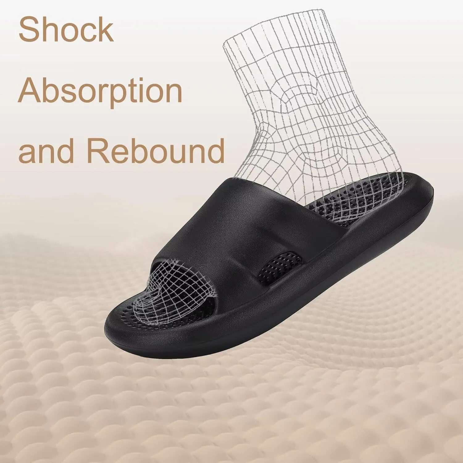 NineCiFun Massage Slippers Men's Shower Shoes Women's Indoor Bedroom Pool Spa Non-slip Silent Sandals