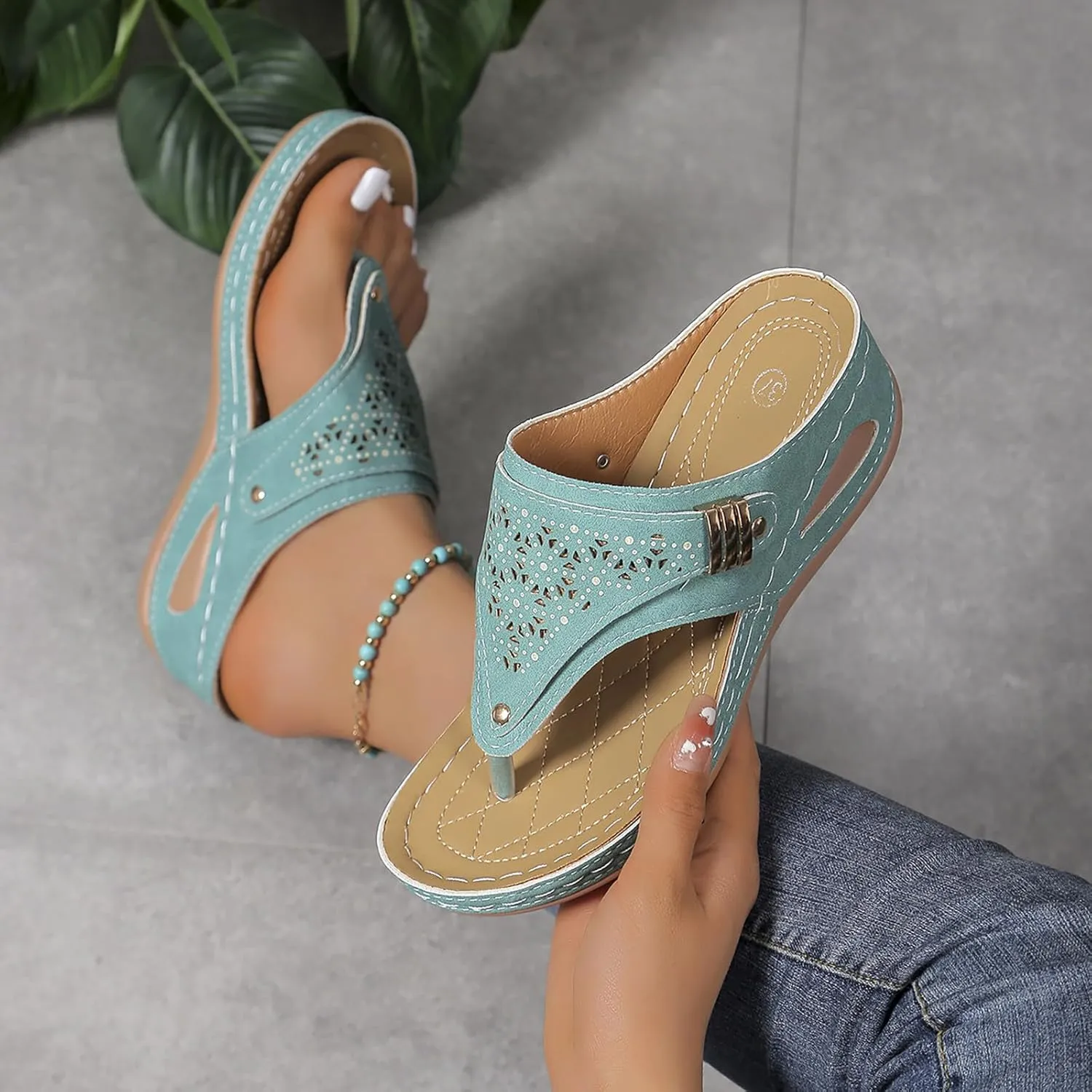 Orthopedic Sandals for Women 2025 Orthotic Cushion Flip Flops Women's Recovery Walking Sandal for Woman with Arch Support Summer Comfortable Slip On Flip Flops for Womans Wedge Shoes