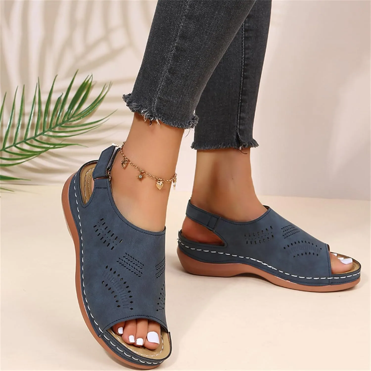 Orthopedic Sandals for Women Summer Comfortable Arch Support Wedge 2025 Open Toe Dressy Platform - Flip Flops Casual Beach Slippers Sandal Shoes Low Ankle Strap Walking Flops