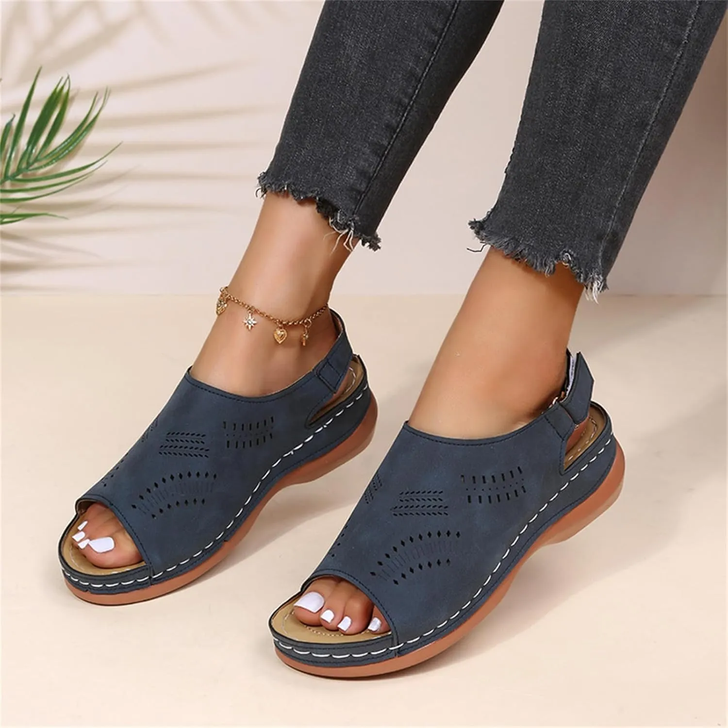 Orthopedic Sandals for Women Summer Comfortable Arch Support Wedge 2025 Open Toe Dressy Platform - Flip Flops Casual Beach Slippers Sandal Shoes Low Ankle Strap Walking Flops